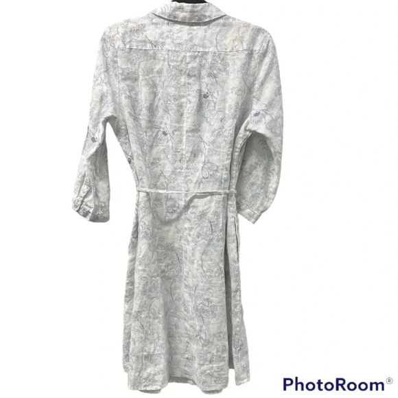 Malvin I Love Linen Large floral coastal Button Down Dress with belt and pockets - Picture 2 of 5